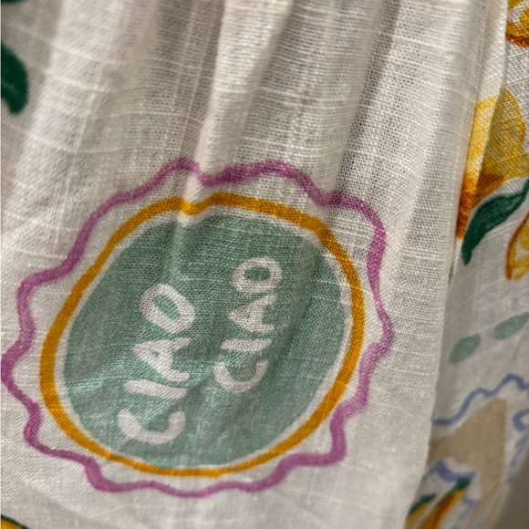 NWT Paper Heart linen blend Italian fruit and cocktail inspired print dress - S - Picture 12 of 16